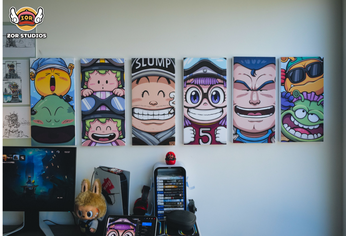 zor studio cuadro dr slump penguin village canvas marco.jpg1