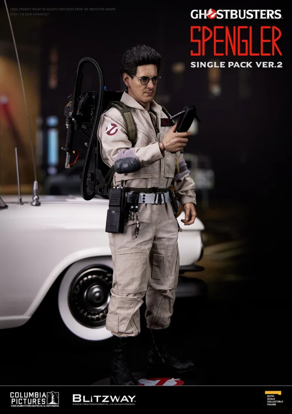 Blitzway Ghostbusters Spengler 1 6 Scale Action Figure Ver2 PKE Meter Proton Pack Ecto 1 Backdrop.jpg