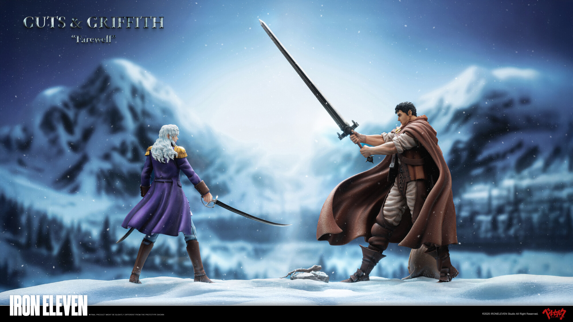 iron eleven berserk guts griffith snow farewell estatua 1 66 iron eleven berserk guts griffith snow farewell estatua 1 66