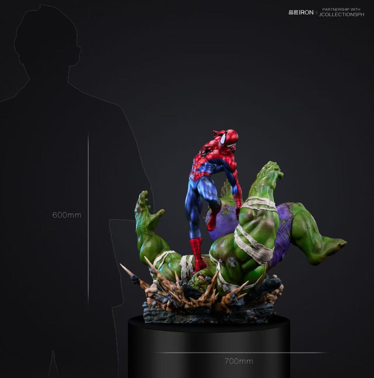 spiderman vs hulk pinjiang iron studio estatua marvel3