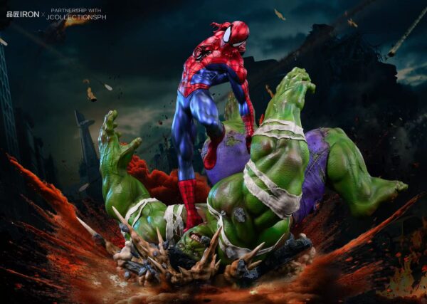 spiderman vs hulk pinjiang iron studio estatua marvel4