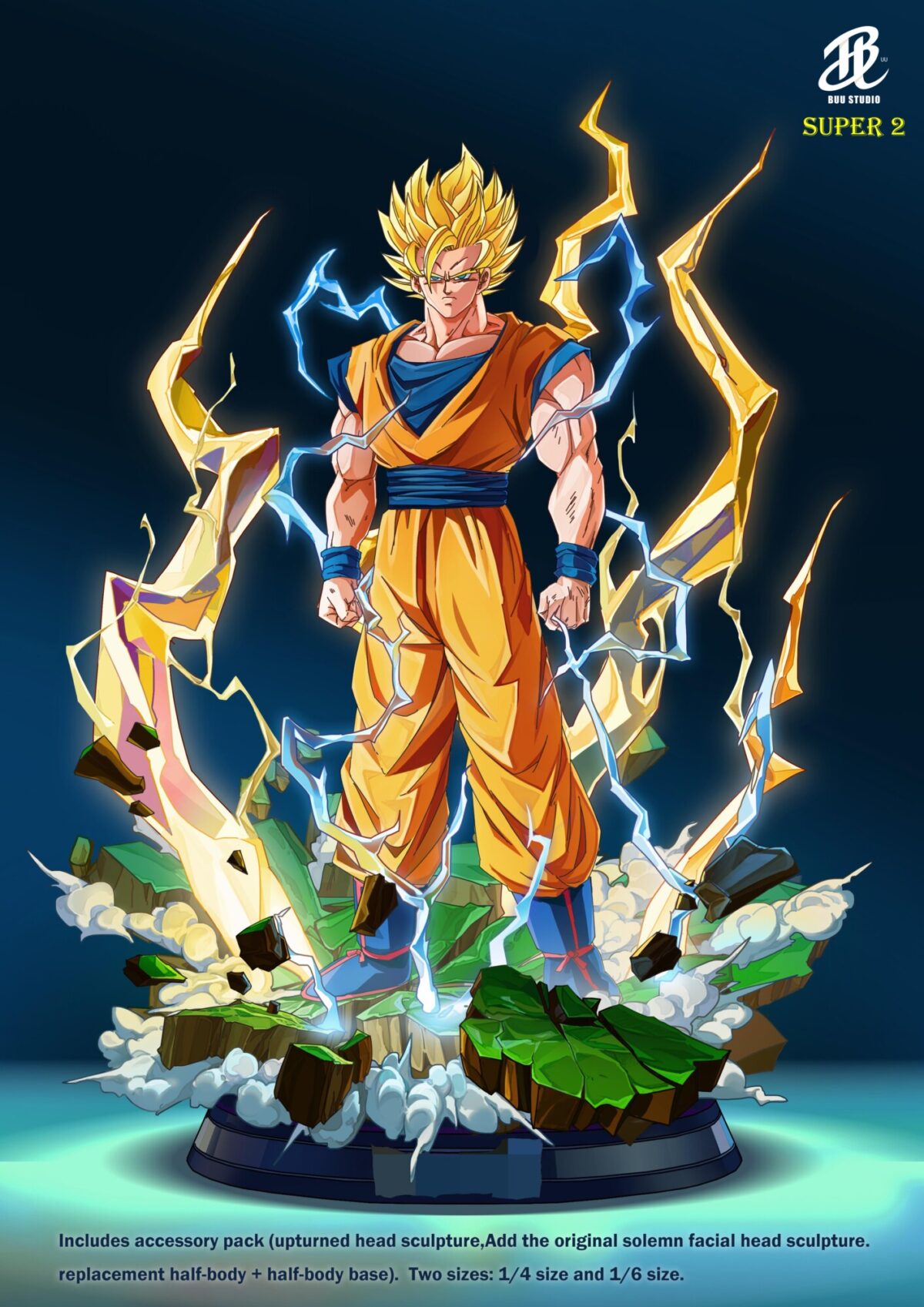 buu studio dragon ball z son goku ssj2 estatua resina 1 6 1 42