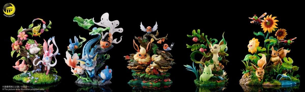 moon shadow studios pokemon pikachu eevee escena estatua resina1