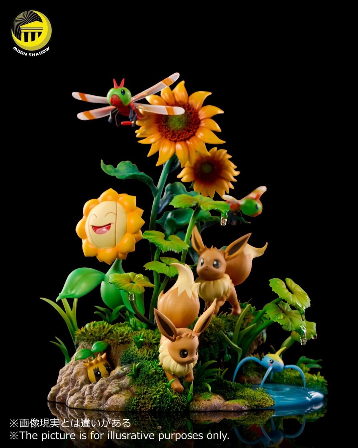 moon shadow studios pokemon pikachu eevee escena estatua resina4