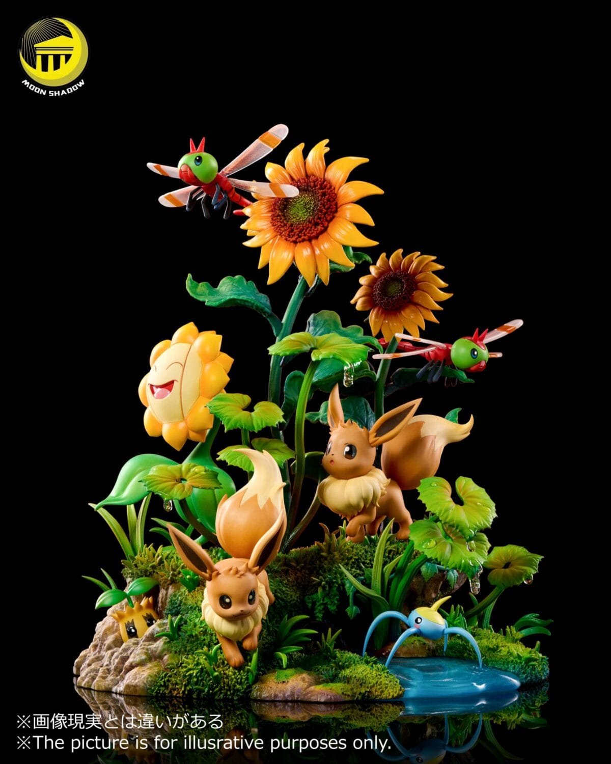 moon shadow studios pokemon pikachu eevee escena estatua resina5