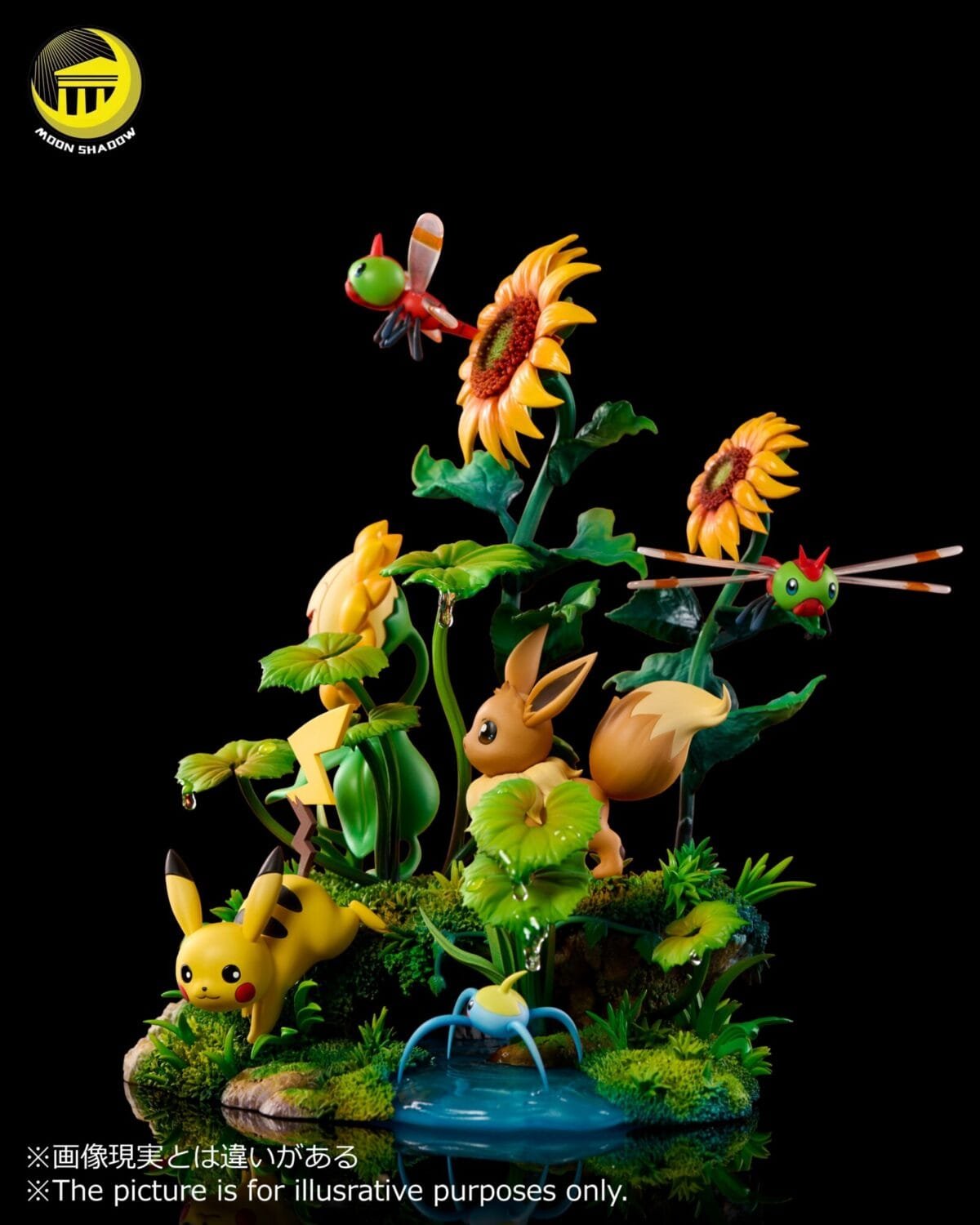 moon shadow studios pokemon pikachu eevee escena estatua resina6