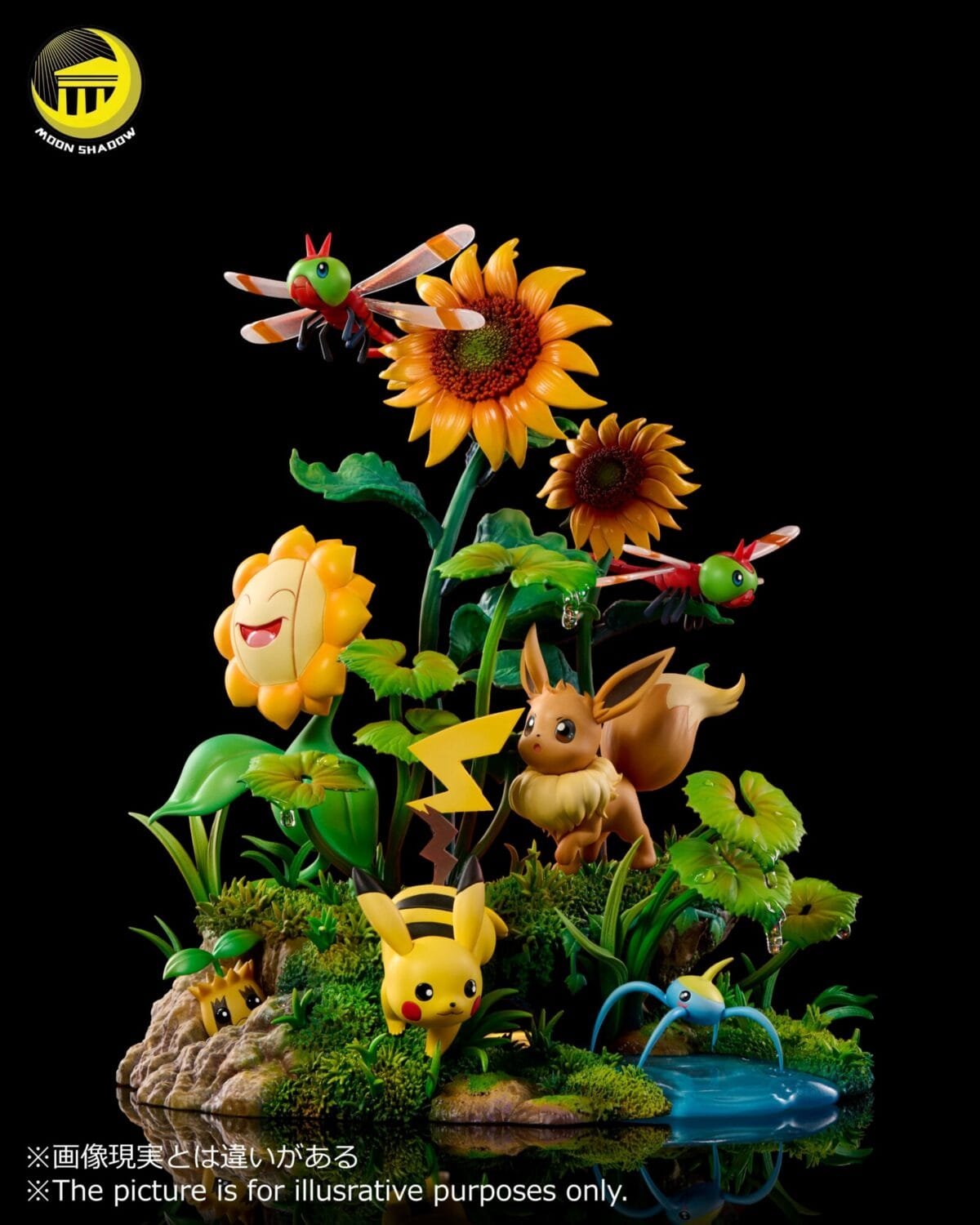moon shadow studios pokemon pikachu eevee escena estatua resina7