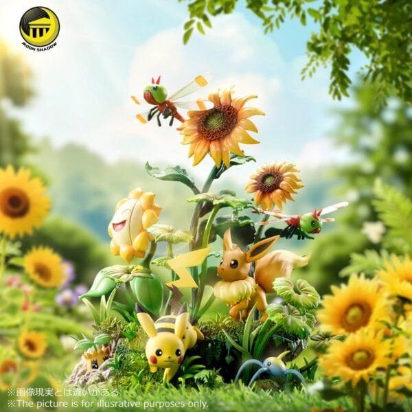 moon shadow studios pokemon pikachu eevee escena estatua resina9