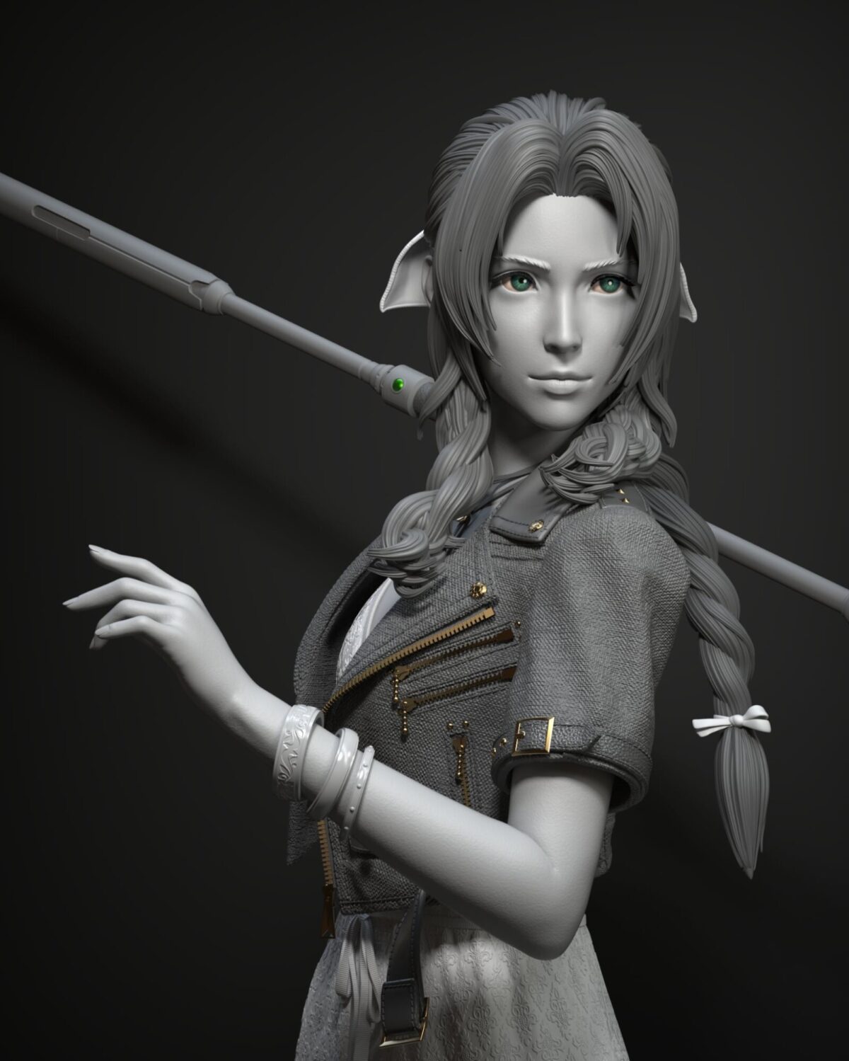 solar studio final fantasy vii aerith estatua resina 1 43