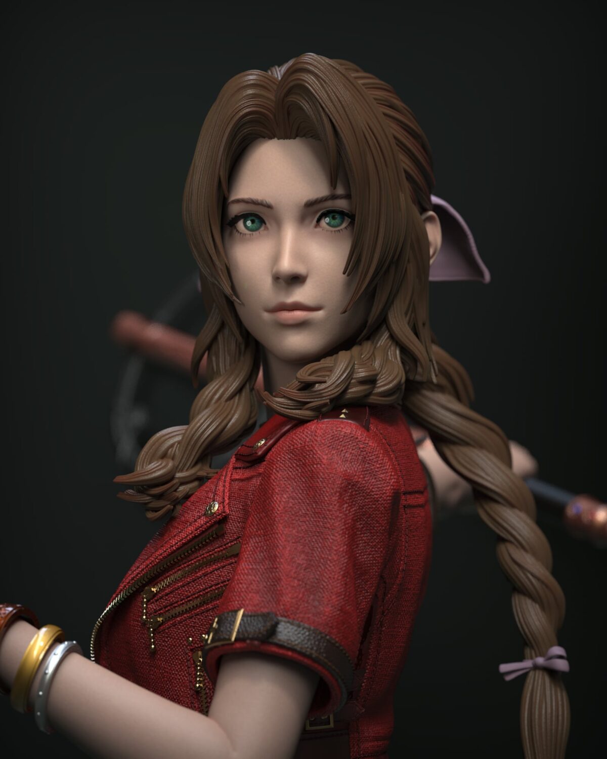 solar studio final fantasy vii aerith estatua resina 1 48
