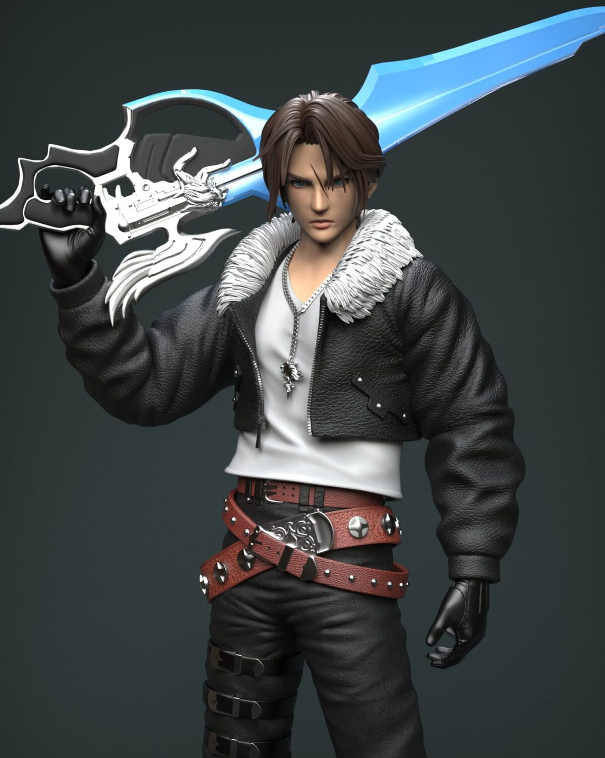 squall leonhart final fantasy viii estatua resina 1 4 solar studio6