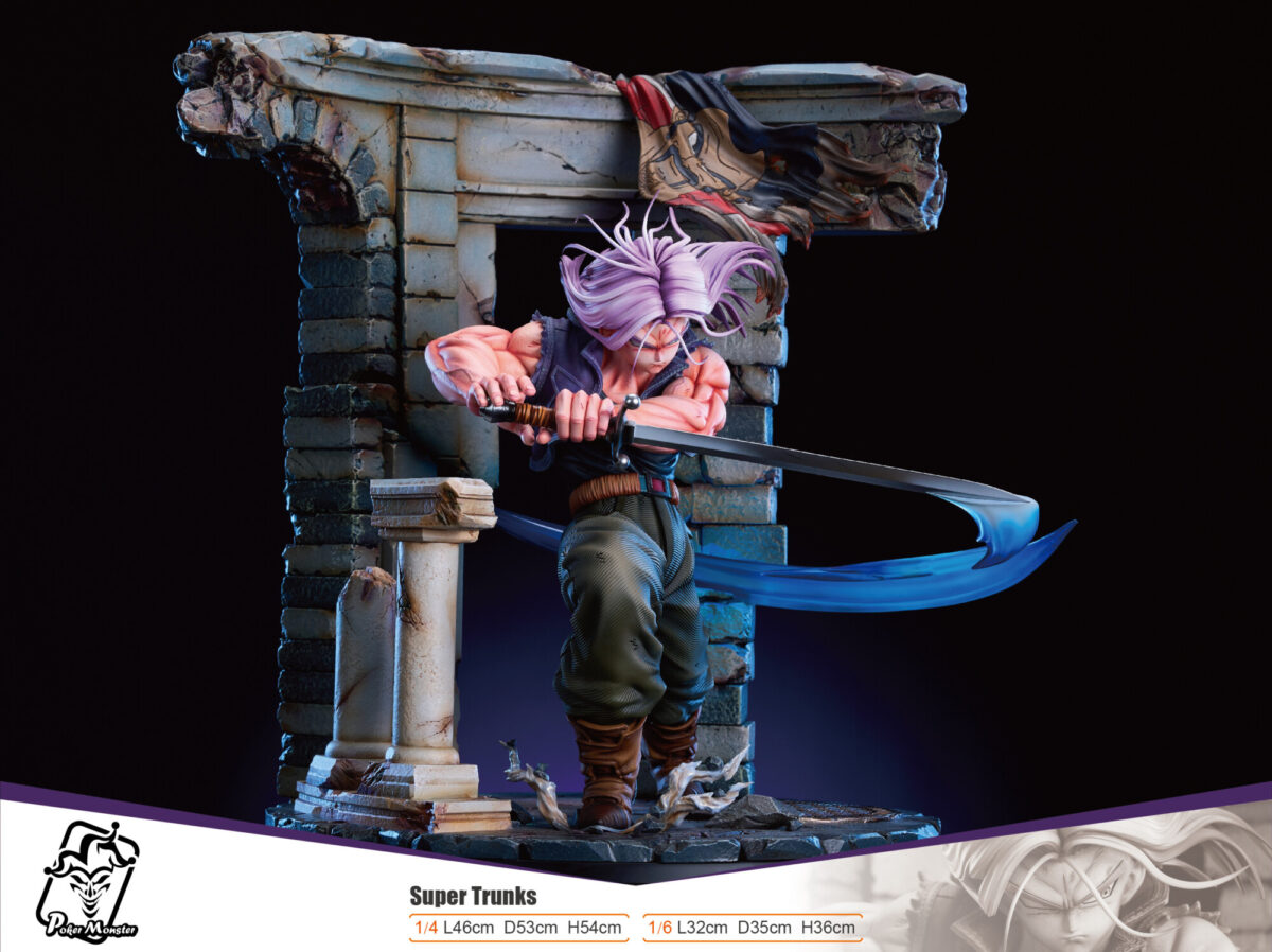 super trunks dragon ball z estatua resina poker monster13