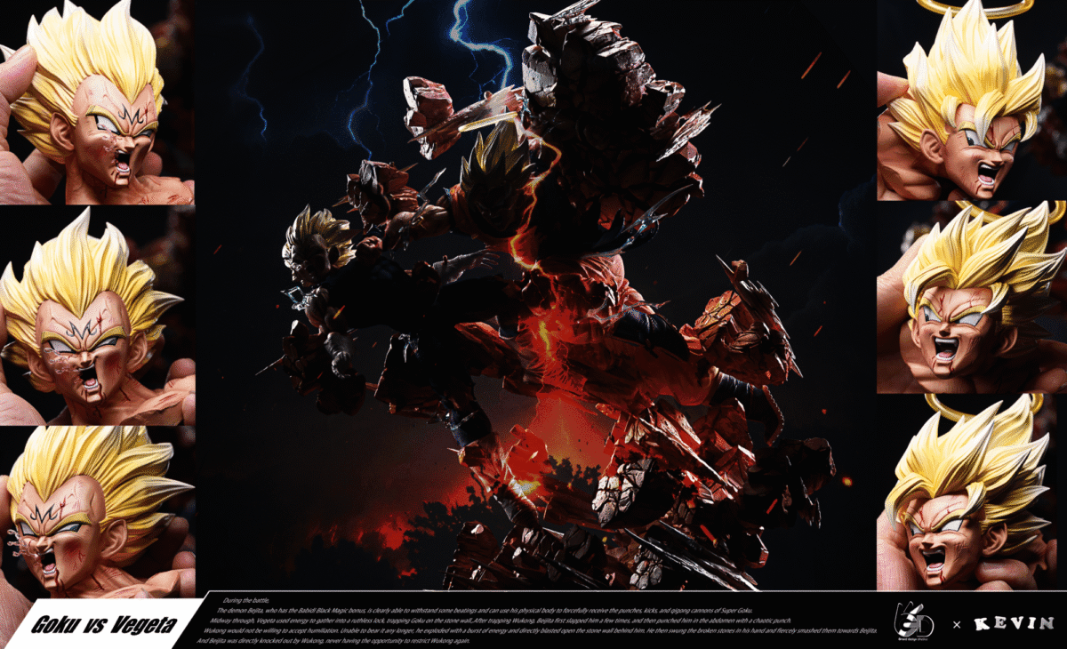 goku vs majin vegeta dragon ball z grand design studio estatua resina1