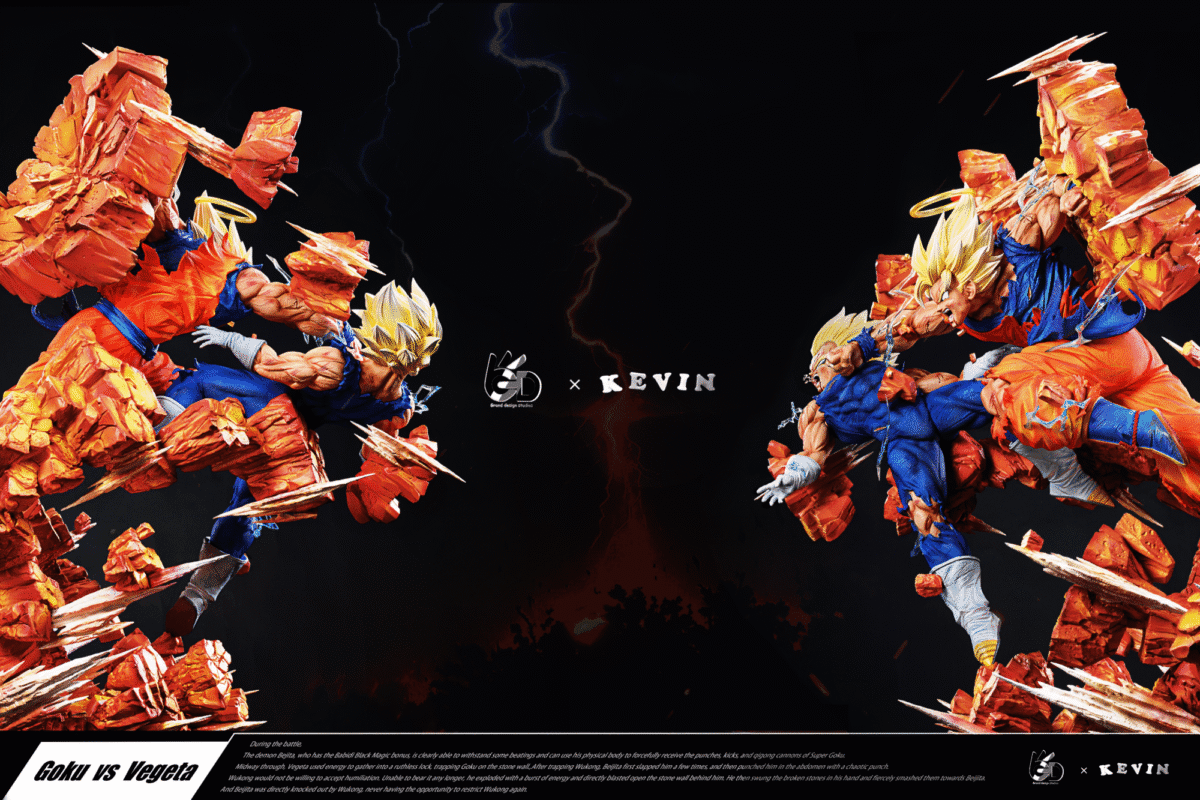 goku vs majin vegeta dragon ball z grand design studio estatua resina4