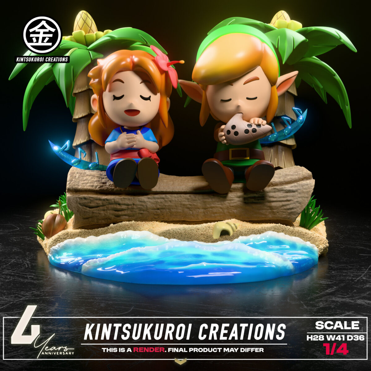 kintsukuroi studio zelda links awakening link marin estatua resina 1 411