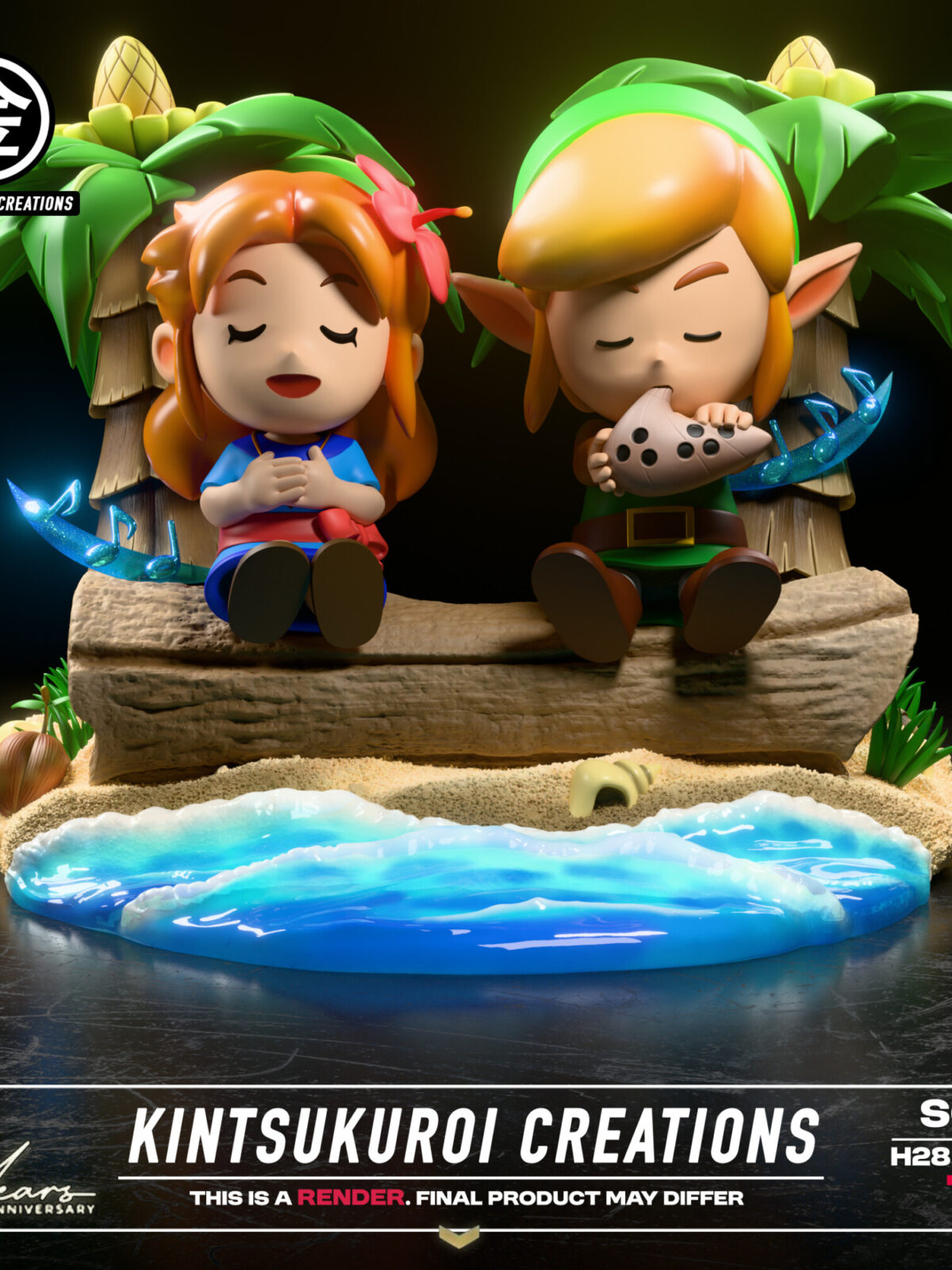 kintsukuroi studio zelda links awakening link marin estatua resina 1 411