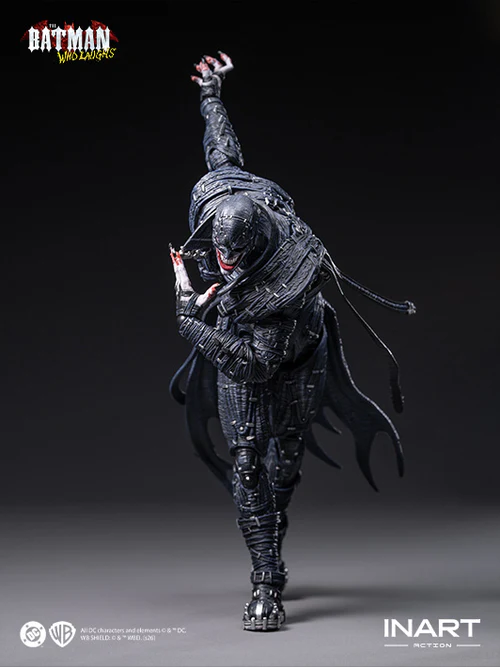 inart the batman who laughs action figure captures comic accuracy with movable joints and detailed costume