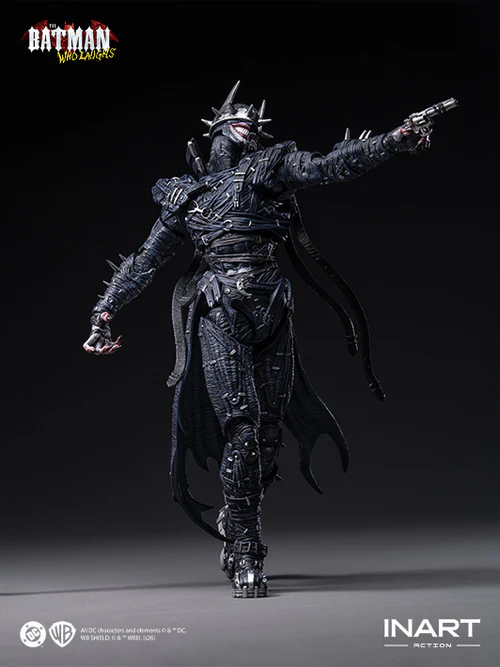 inart the batman who laughs action figure includes textured costume details and poseable joints for display