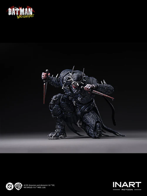 inart the batman who laughs action figure presents realistic textures and poseable figure structure